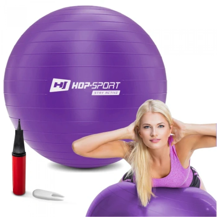 Фітбол Hop-Sport 85см фіолетовий + насос 2020