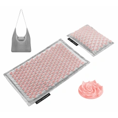 Килимок акупунктурний з подушкою 4FIZJO Eco Mat Аплікатор Кузнєцова Grey/Pink (P-5907739312174)