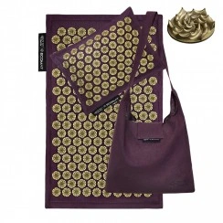 Килимок акупунктурний з подушкою 4FIZJO Eco Mat Аплікатор Кузнєцова Wine Red/Gold (P-5907739312907)