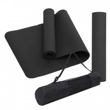 Килимок (мат) спортивний SportVida TPE 183 x 61 x 1 см для йоги та фітнесу SV-EZ0061 Black