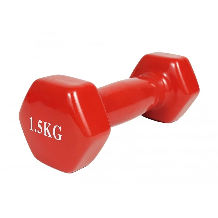 Гантель для фитнеса 1.5 кг 1шт EasyFit с виниловым покрытием красная Гантель для фитнеса 1.5 кг 1шт EasyFit с виниловым покрытием красная